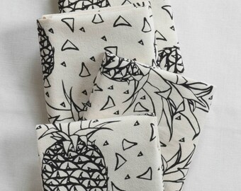 Cloth Napkins - Set of 4 - Organic Cotton - Cotton Napkin Set - Pineapples - Unpaper Towels - Eco Friendly Table Setting - Organic Napkins