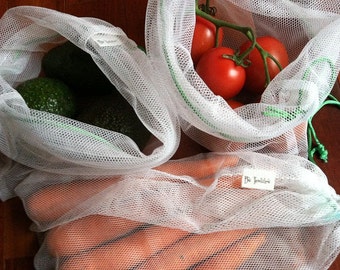 Reusable Mesh Market Produce Bags - Bag Set of 4
