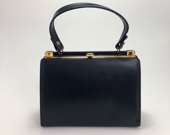 1960s Triangle New York Navy Blue Box Bag