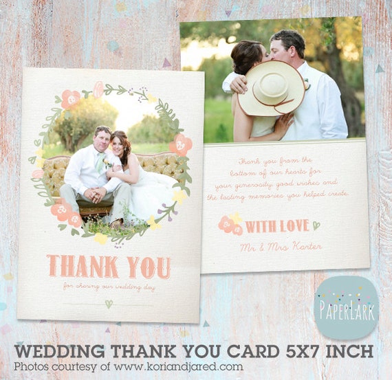 Wedding Thank You Card Photoshop template AW008 INSTANT