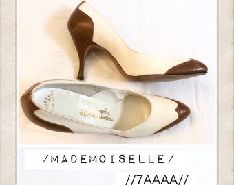 1960's Spectator Stilettos, Vintage Spectator Heels, 7