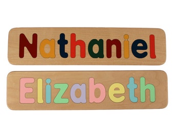 Name Puzzle - Raised Letters - Custom Personalized - Wooden - Birthday Gift - Educational - First Birthday - Mixed Case Letters Only