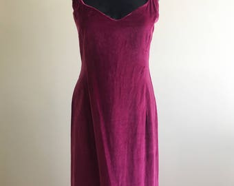 Vintage velvet dress, plum velvet dress, sleeveless velvet dress, long velvet dress, 90s velvet dress