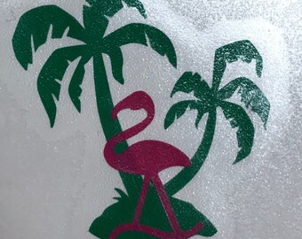 Flamingo decal yeti cup phone case wine glass window decal coffee mug