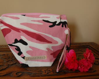 Pink Camo Knitting Project bag, small