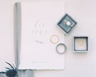 Wedding Vow Books, Vow Booklet, Hand Torn, Silk Ribbon, Our Vows, Personalized vows, Bridal Shower Gift, Engaged, Wedding Gift -Customizable