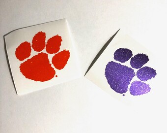 Clemson decal, Clemson glitter decal, tiger paw decal, car decal, phone decal, laptop decal, yeti decal, tumbler decal, SC decal
