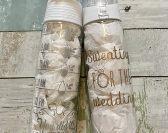 Sweating for the wedding, Personalised wedding water bottle, new bride gift, engagement gift, bridal shower present, bride-to-be gift