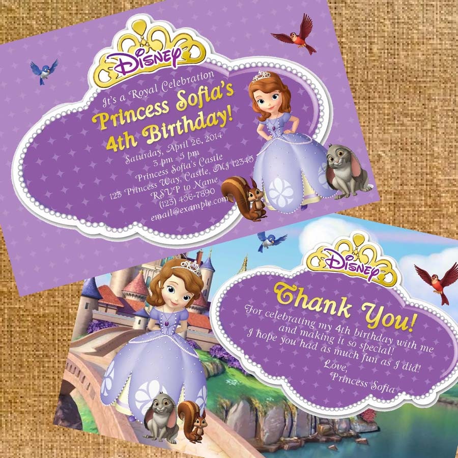 Customized Disney Sofia the First Birthday Party Invite