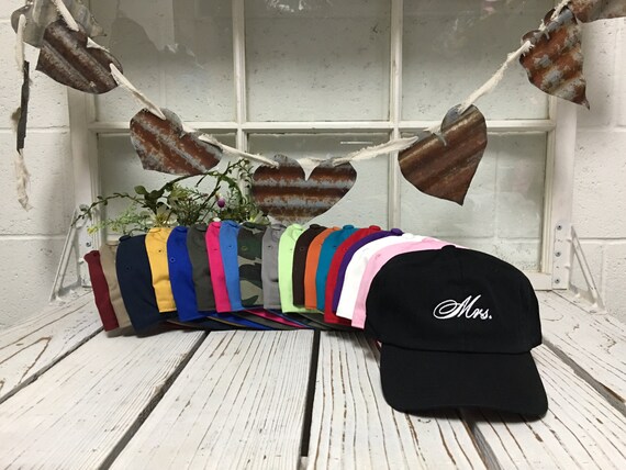 New Mrs. Embroidered Baseball Cap Curved Bill Bride Hat,Dad Hat, Wifey Hat, Wedding Gift, Bachelorette party,- Multiple Colors-White Thread