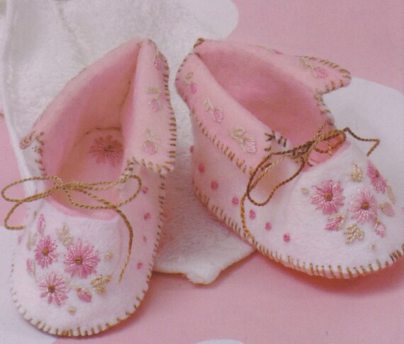 BABY booties felt with hand embroidery PDF PATTERN