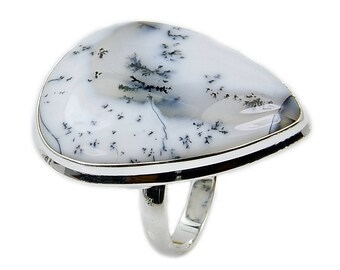 Large Dendritic Opal Ring Sterling Silver Ring Size 9 , AF639 Jewelry