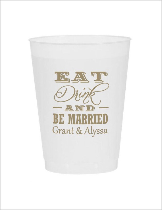 300 Personalized Wedding Cups 16oz Frost Flex Disposable Cups