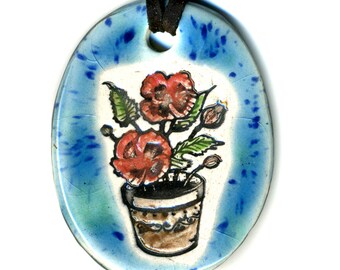 Poppy Ceramic Necklace in Blues