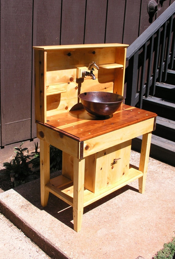 Custom Cedar Potting Bench Water Station Outdoor Kitchen