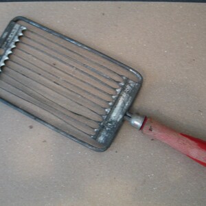 Vintage German Vegetable Slicer With Red Wooden Handle