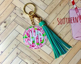 Tassel keychain, Monogram keychain with tassel