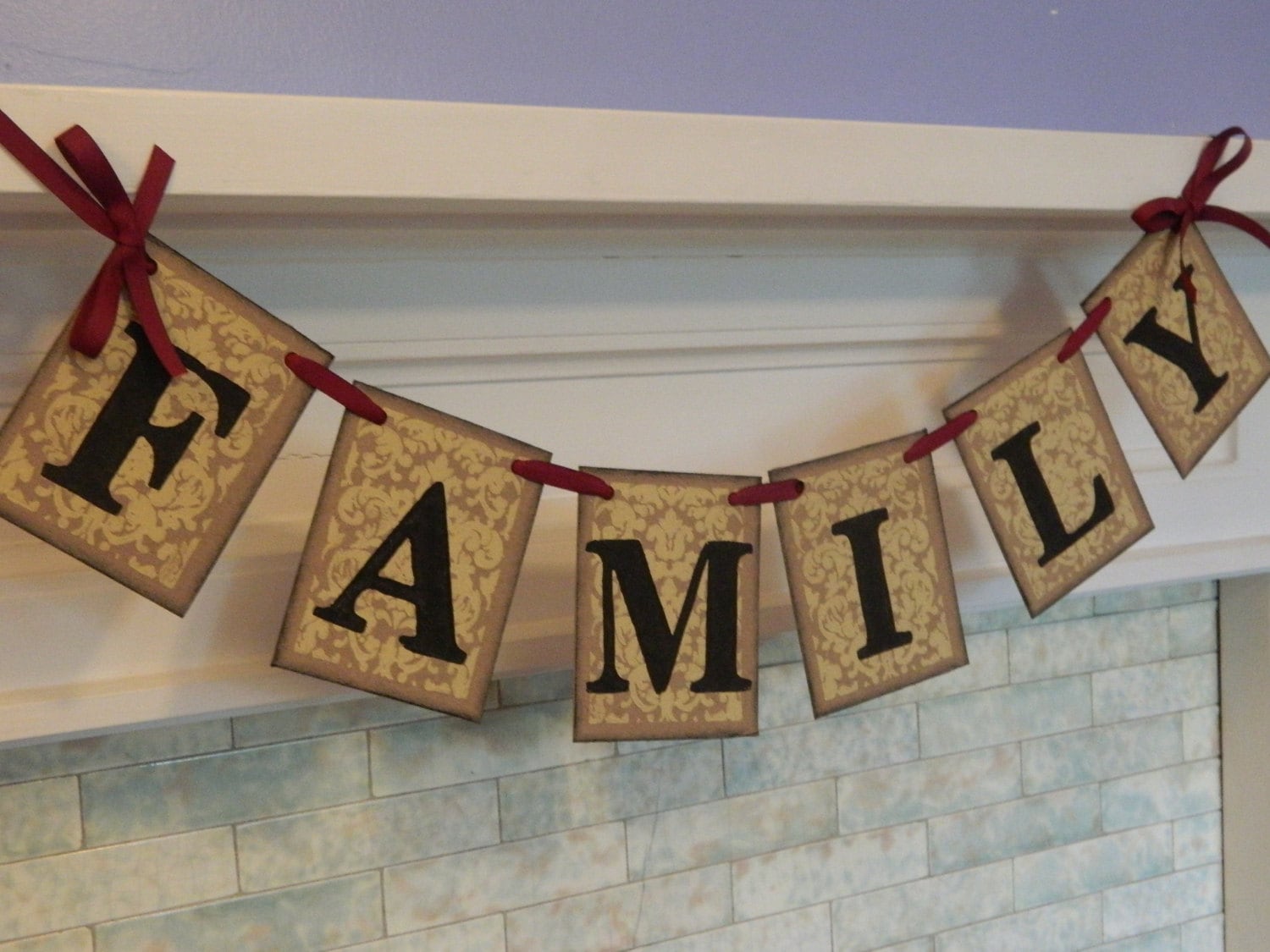 FAMILY Banner Damask Wedding Garland Any Occasion Banner 
