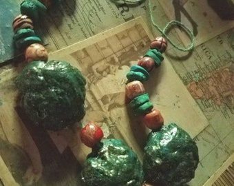 Faux turquoise nugget necklace
