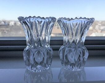 Vintage Crystal|Leaded Crystal Vases|Pair|Toothpick Holders|Clear Crystal Bud Vases|Collectible Crystal Vases