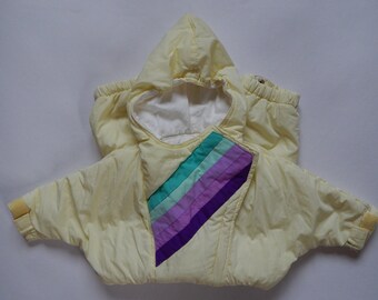 Vintage Baby Snowsuit Vintage Unisex Retro Baby Clothing Light Yellow 1980 s.