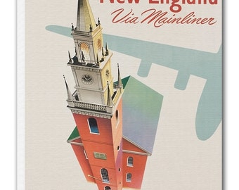 New England Art Vintage Travel Poster Retro Home Decor Print xr930
