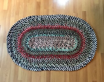 Colorful Handmade Braided Rag Rug