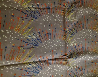 Ruby by Dan Bennett for Rowen Westminster from the Dawn Series Yellow, Orange and White "Fireworks" Sprays on LilacFabric by the yard