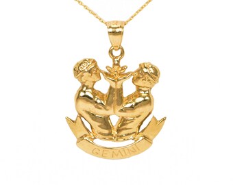 10k Yellow Gold Gemini Necklace