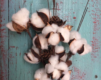 Cotton Stem. Cotton Spray Rustic Farmhouse Cotton Decor 1 Rustic Wedding Natural Tall Cotton Stems 18-20"