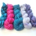 Five mini-skeins of fingering/4ply/sock yarn - BFL, merino, bfl/silk, merino/bamboo