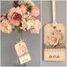 VINTAGE STYLE WEDDING large table number tags with ribbon ~ rose design ~ shabby chic