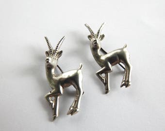 Antique Art Deco Sterling Pair of Impalas or Gazelles