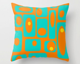 Orange Pillow Cover, Geometric Pillow Cover, Modern Pillow Cover, Mid Century Modern Pillow Cover, Retro Pillow Cover, Cool Pillow Cover