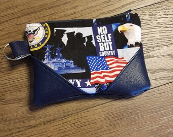 Navy zipper pouch