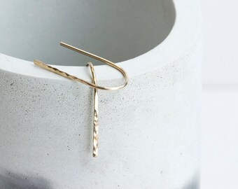 Small Arc, U Earrings, 14k Gold Filled Earring, Sterling Silver, Rose Gold Fill / Open Hoops, Wire Form Earrings / Layered and Long LE410