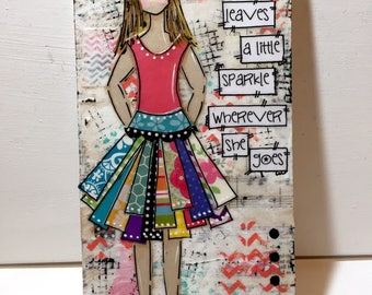 Inspirational Girl Art, Girl painted sign, Heartfelt Girl