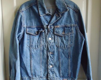 Vintage 80s GUESS USA Denim Jean Jacket Distressed sz S/M