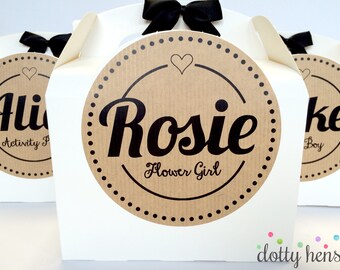 Personalised Childrens Activity Party Favour Gift Box | KRAFT WEDDING | Birthday Party Gift Bag with Bow