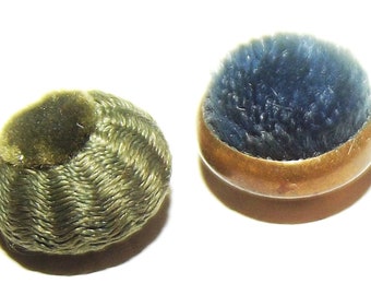 Antique Buttons ~ 2 Darling Unusual Fabric Velvet Buttons ~ Victorian Velvet Fabric Buttons