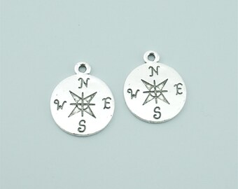10pcs 20mm Antique Silver Compass Charm Pendants,Letter Charms Pendants Z0119