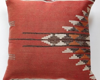 Vintage Kilim Cushion Cover. Handwoven wool. 23,6 x 23,6 inch / 60 x 60 cm