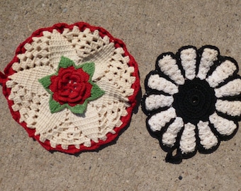 2 Vintage Hand Crocheted Pot Holders