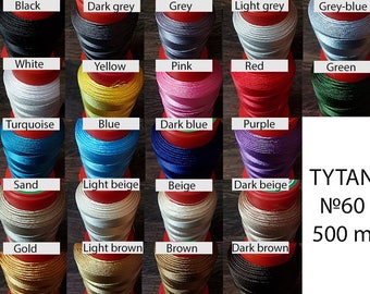 N60 thread for stitching leather - Leatherwork thread strings - Polyester thread machine sewing - Leather craft colored thread 500 m