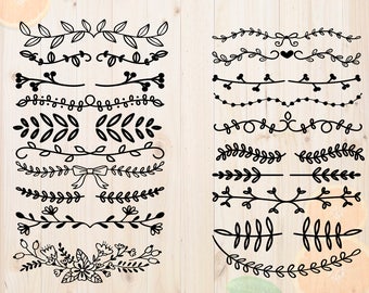 Leaf dividers Svg, Leaves divider Dxf, Decorative dividers Cutfiles, Border Svg, Cut files for Cricut & cutting machine, text divider vector