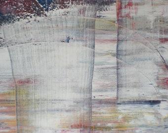 Inspired by Gerhard Richter Original Fine Modern Art Abstract Painting blue medium sized Colorfull