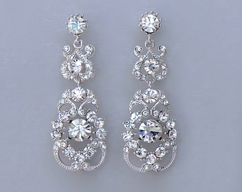 Crystal Bridal Chandelier Earrings, Art Deco Bridal Earrings, Bridal Jewelry, Crystal Earrings, LONDON 2