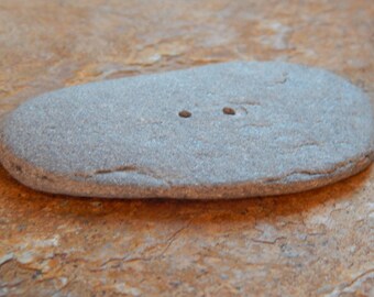 Drilled Beach Stone Button, large stone button