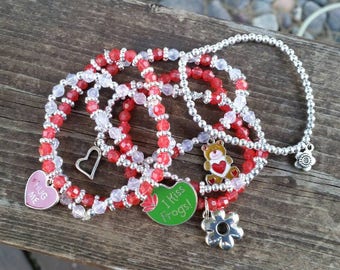 red and silver bracelets