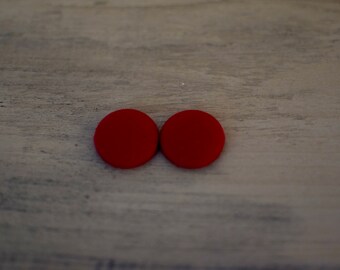 Warm Red Handmade Button Earrings